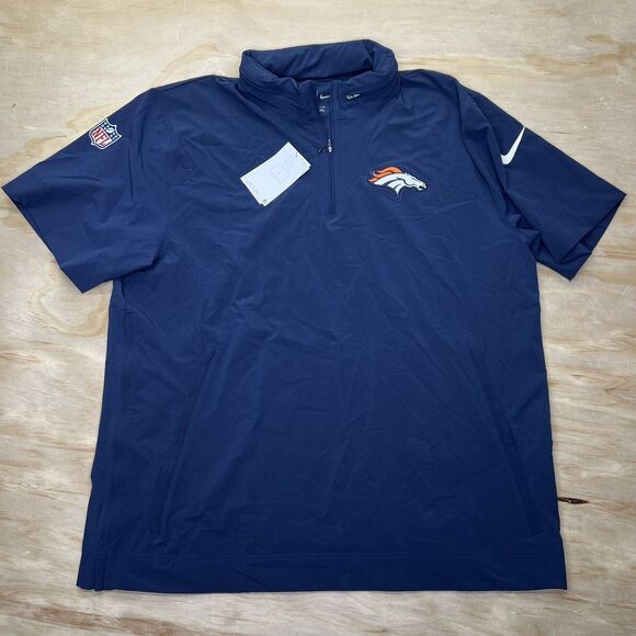 NEW XL Denver Broncos Nike Coaches Half Zip Short Sleeve Jacket Blue - Picture 1 of 11